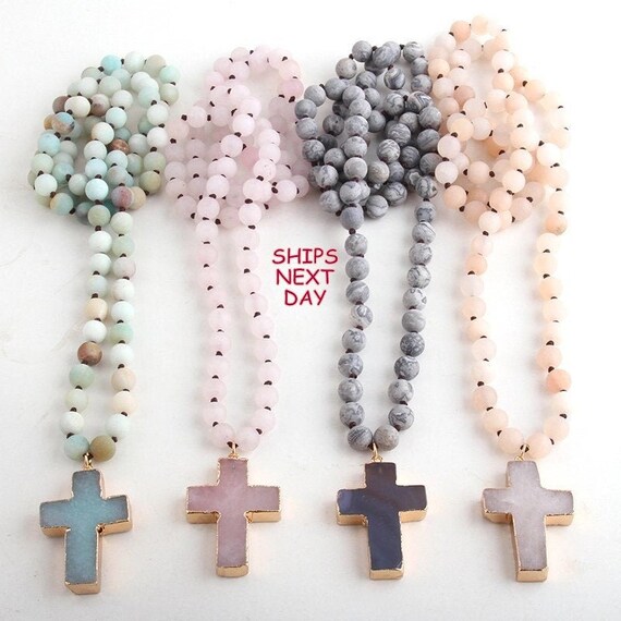 Bohemian cross sale necklace