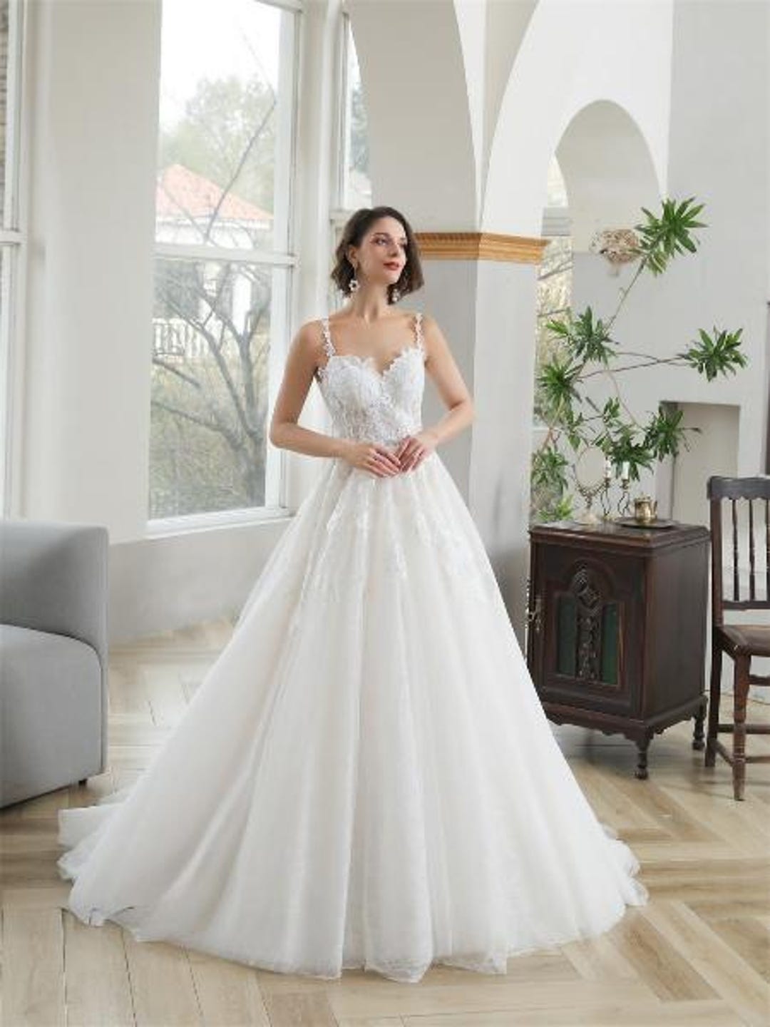 chinese dress ladies Sheer Neck A Line Tulle Skirts Boho Classical Wedding Dresses Vestido –  TANYA BRIDAL