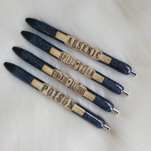 Glitter pens, Halloween pen, vintage pen, custom glitter pen, refillable pen, glitter pen, gothic gift, college student gift