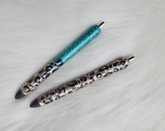 Glitter pens, leopard pen, leopard print pen, glitter pen, custom pen, gift for student, new job gift, custom pens