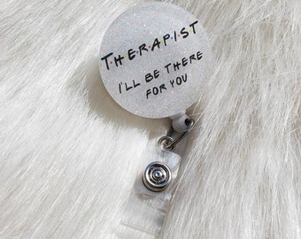 Therapist badge reel, glitter badge reel, therapist gift, social worker badge reel, counselor badge reel, custom badge reel