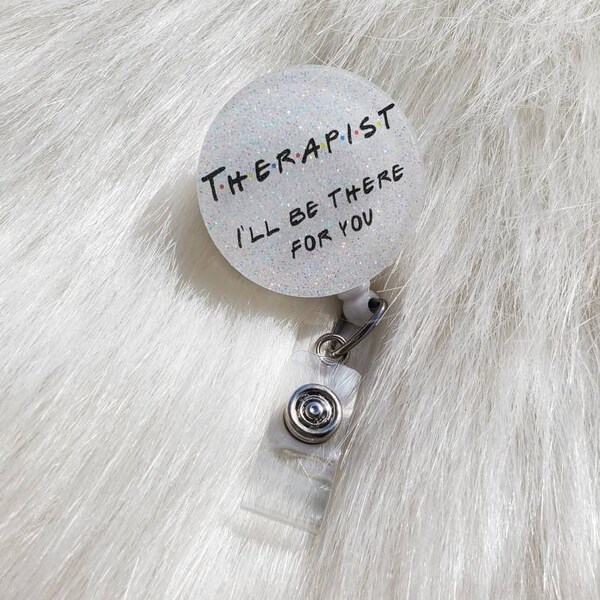 Therapist badge reel, glitter badge reel, therapist gift, social worker badge reel, counselor badge reel, custom badge reel