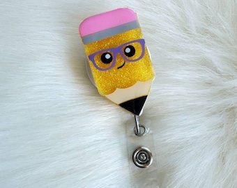 Pencil badge reel, cute teacher badge reel, teacher gift, teacher gifts, teacher badge reels, teacher appreciation gift, cute teacher gift