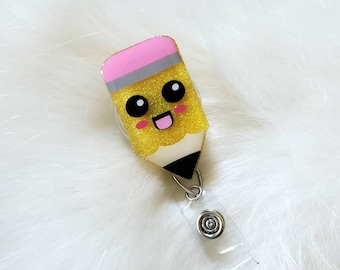 Pencil badge reel, cute teacher badge reel, teacher gift, teacher gifts, teacher badge reels, teacher appreciation gift, cute teacher gift