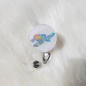 Sea turtle badge reel, cute badge reel, nurse badge reel, teacher gift, nurse gift, teacher badge reel, turtle gift, glitter ID clip