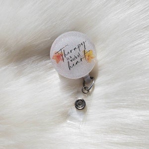 Therapist badge reel, glitter badge reel, therapist gift, social worker badge reel, counselor badge reel, custom badge reel