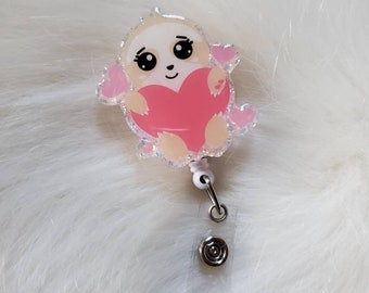 Valentines day badge holder, sloth badge reel, RN key card, valentine's day ID holder, retractable badge reel, hospital nurse gift