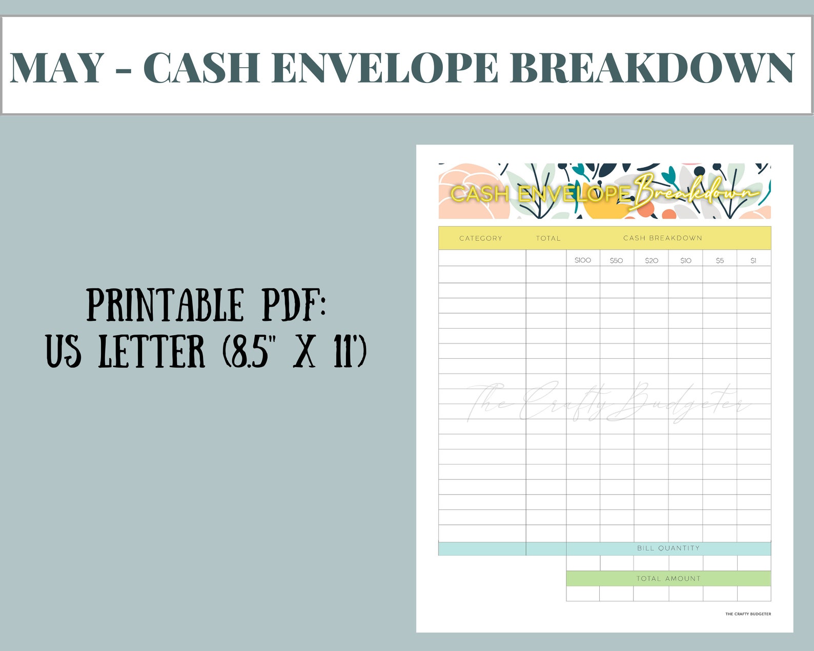 May CASH ENVELOPE TRACKER Cash Envelope Printable Cash | Etsy