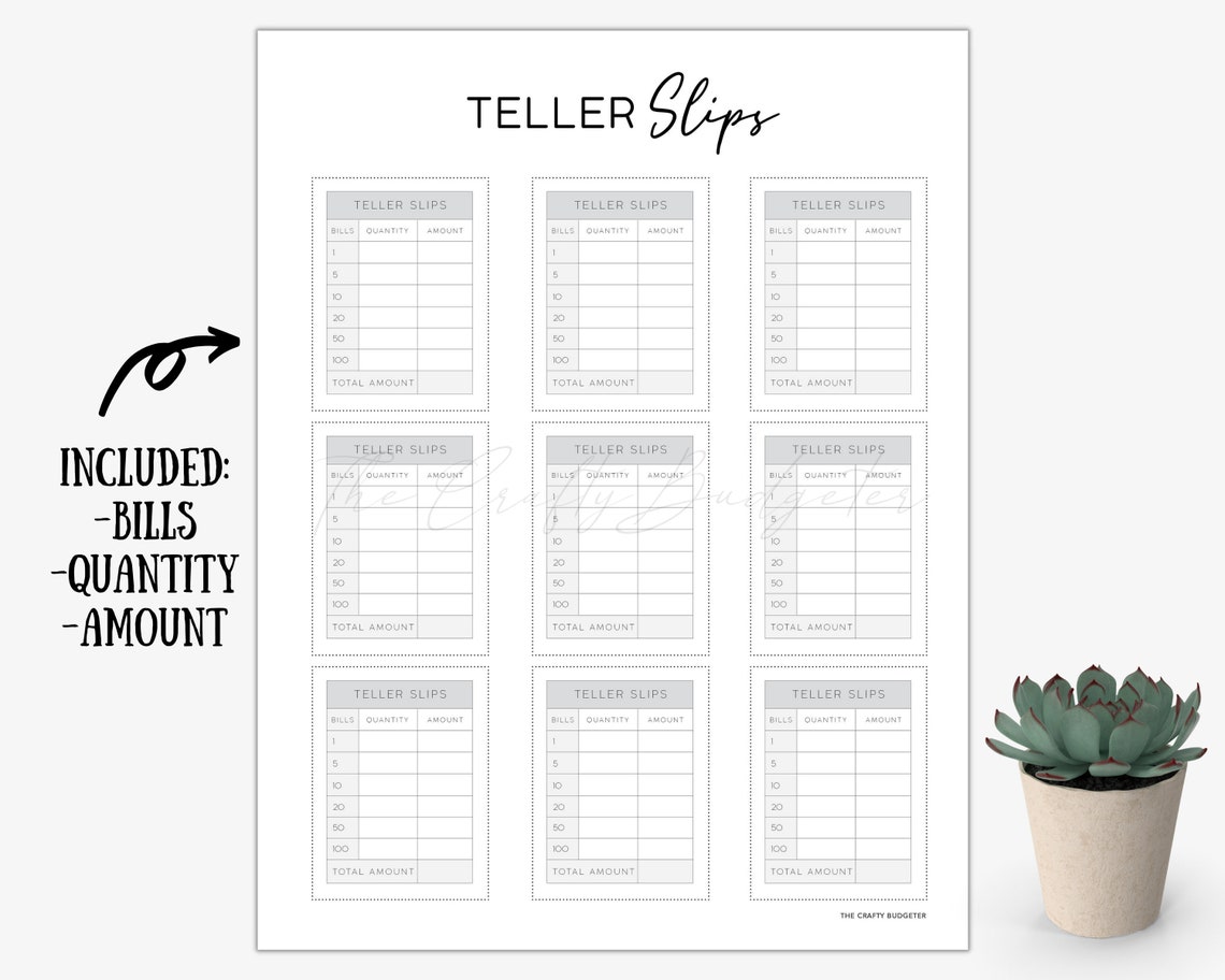 TELLER SLIPS PRINTABLE Cash Breakdown - Il 1140xN.2967165856 2k81 