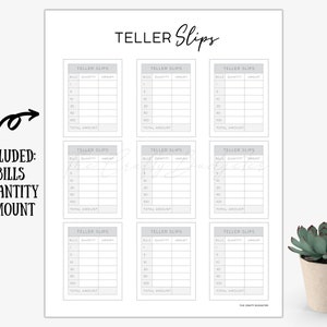 TELLER SLIPS PRINTABLE | Cash Breakdown Slips | Cash Withdraw Slips ...