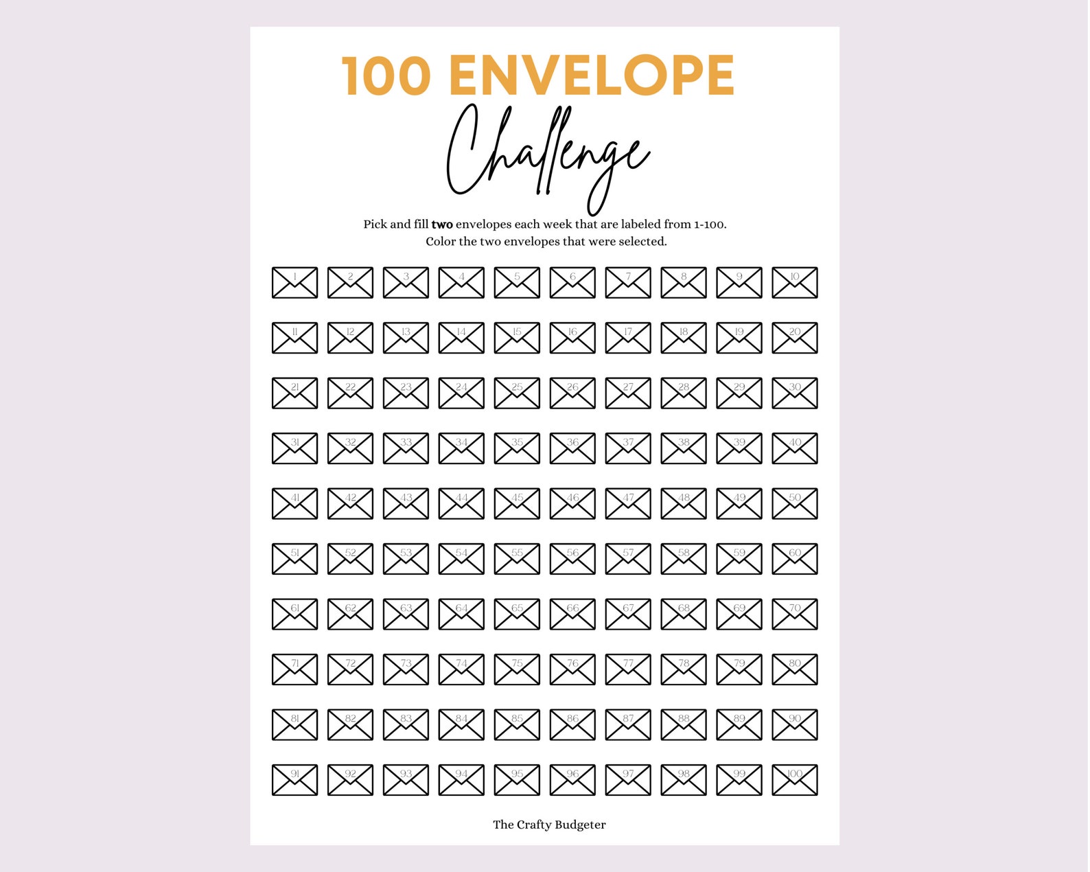100-envelope-challenge-tracker-100-envelopes-savings-etsy-canada