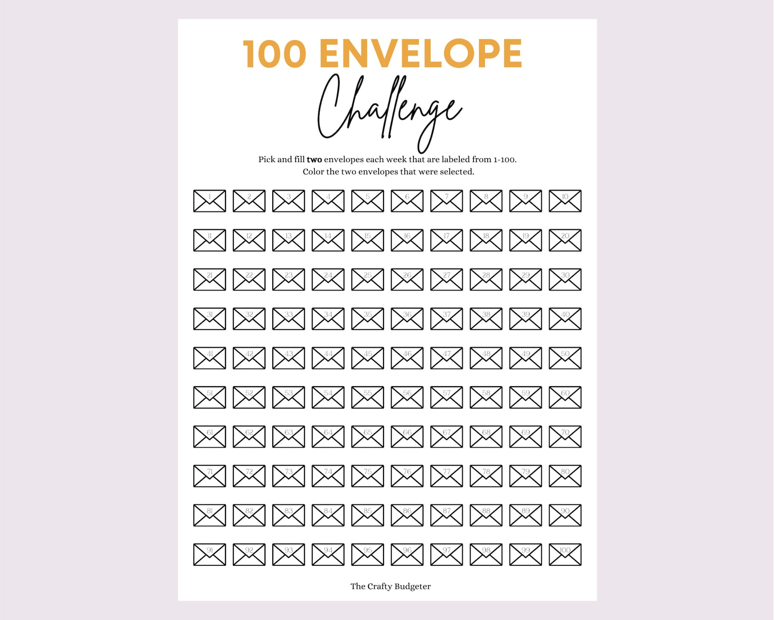 100-envelope-challenge-tracker-100-envelopes-savings-etsy-canada