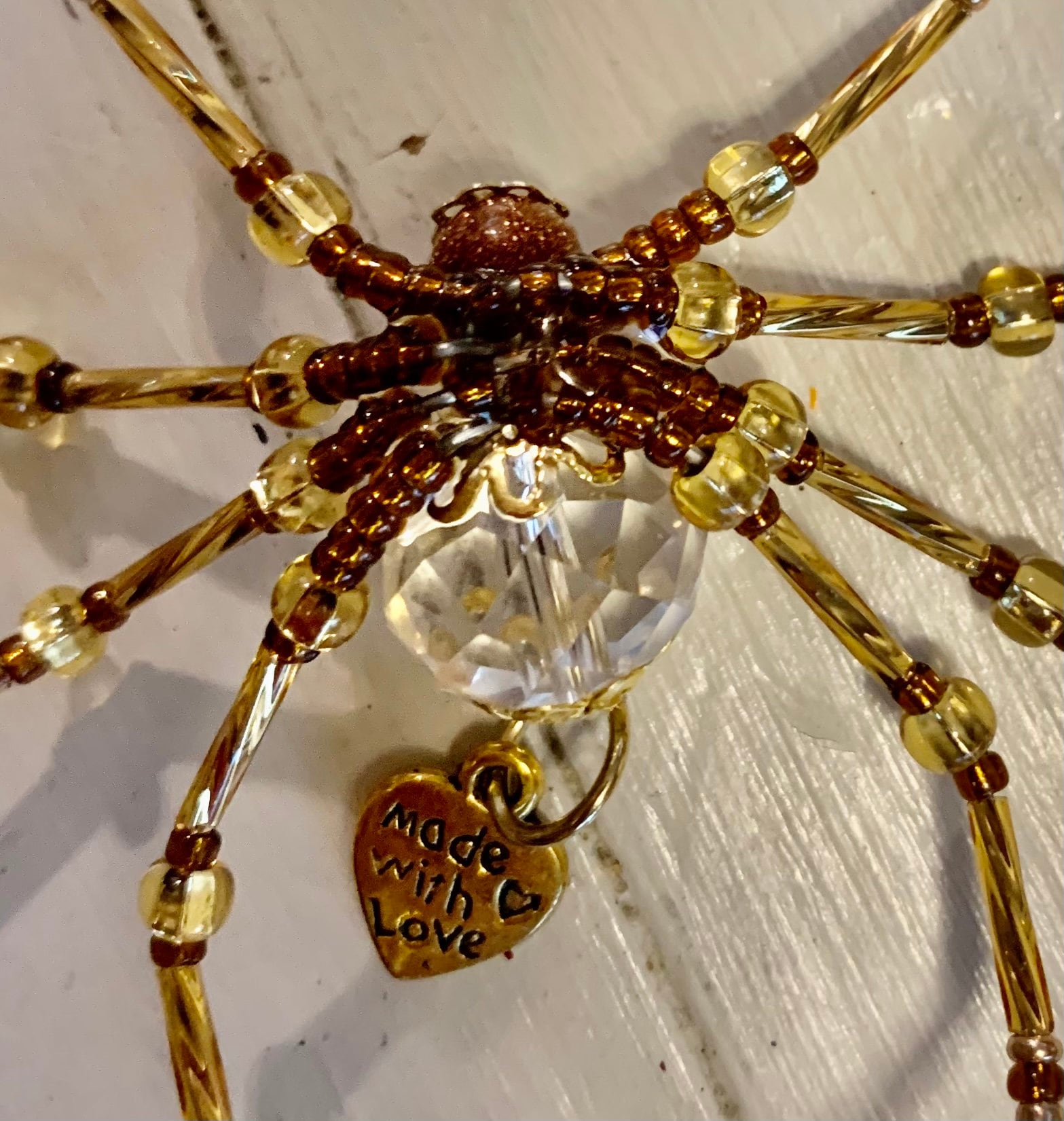 Goldstone beaded spider Etsy