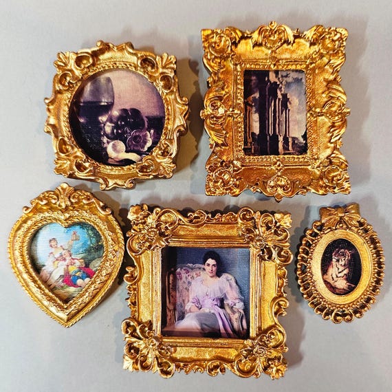 RANDOM - Classical Handmade Ornate Mini Framed Art Magnet Pack (5