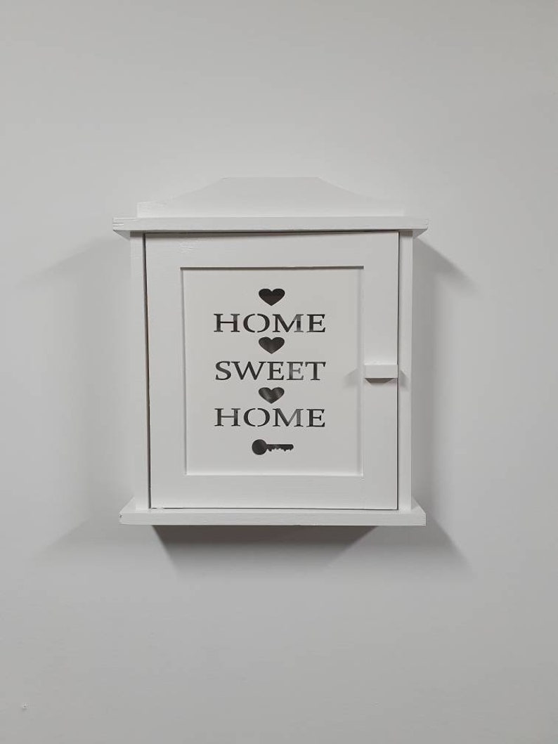 Grey White Key Box Storage Wooden Key Box Organiser Etsy