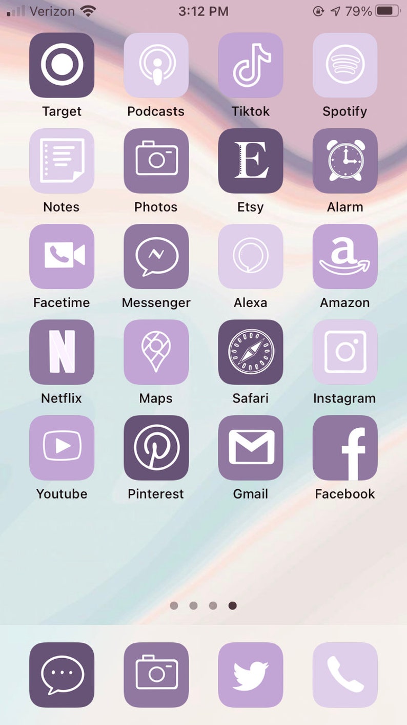 Purple Spring Bloom 50 Pack Aesthetic iPhone ios14 App Etsy