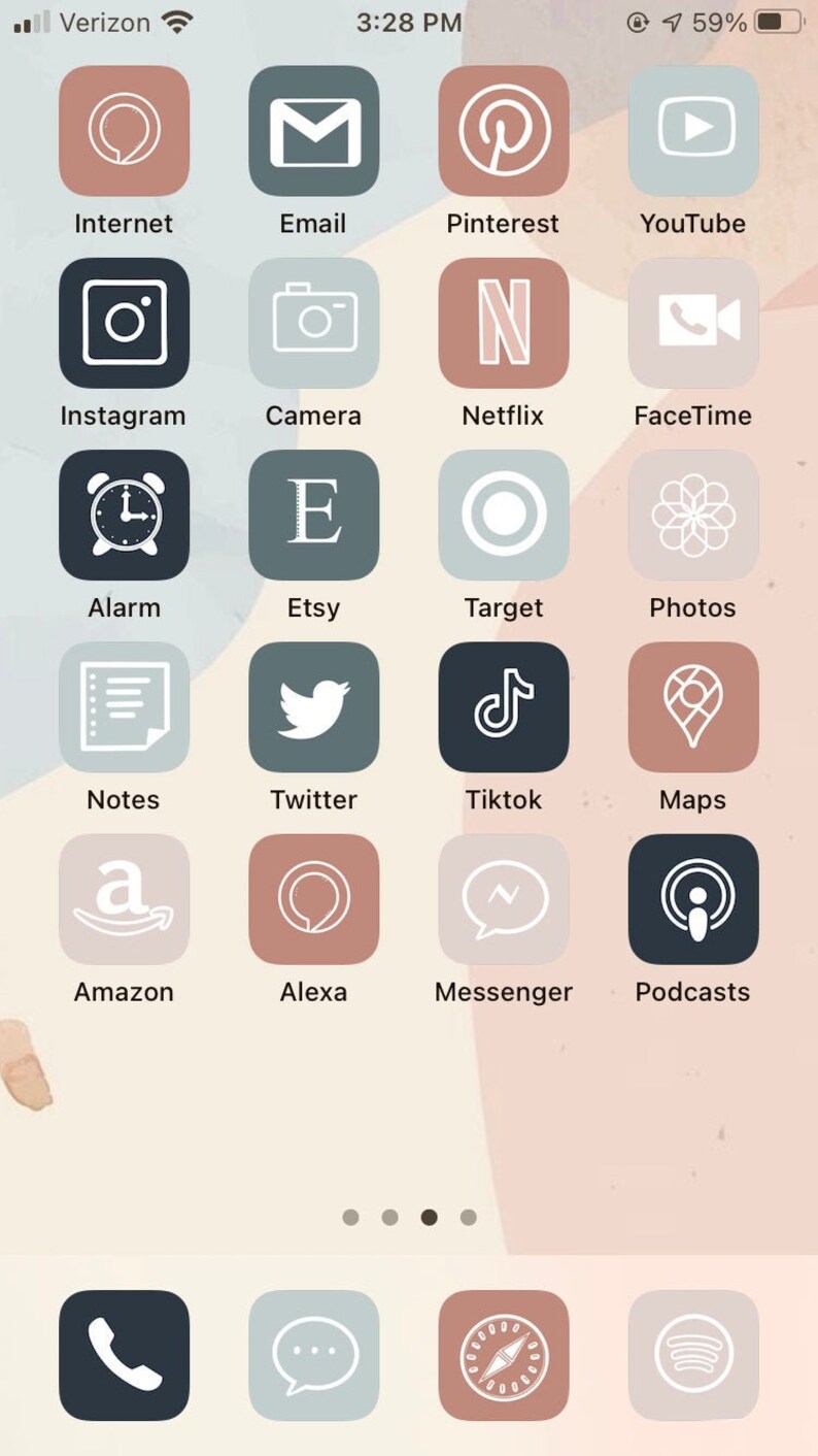 Fall Warm Neutral 50 Pack Aesthetic iPhone ios 14 App Icons Etsy