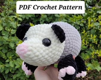 PATTERN ONLY Laying Opossum No Sew Crochet Pattern Digital PDF