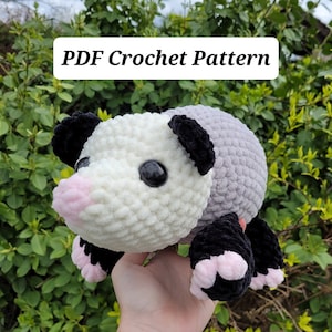 PATTERN ONLY Laying Opossum No Sew Crochet Pattern Digital PDF