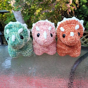 Crochet Triceratops Dinosaur Plush Stuffed Animal