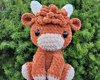 Crochet Highland Cow Plush Stuffed Animal