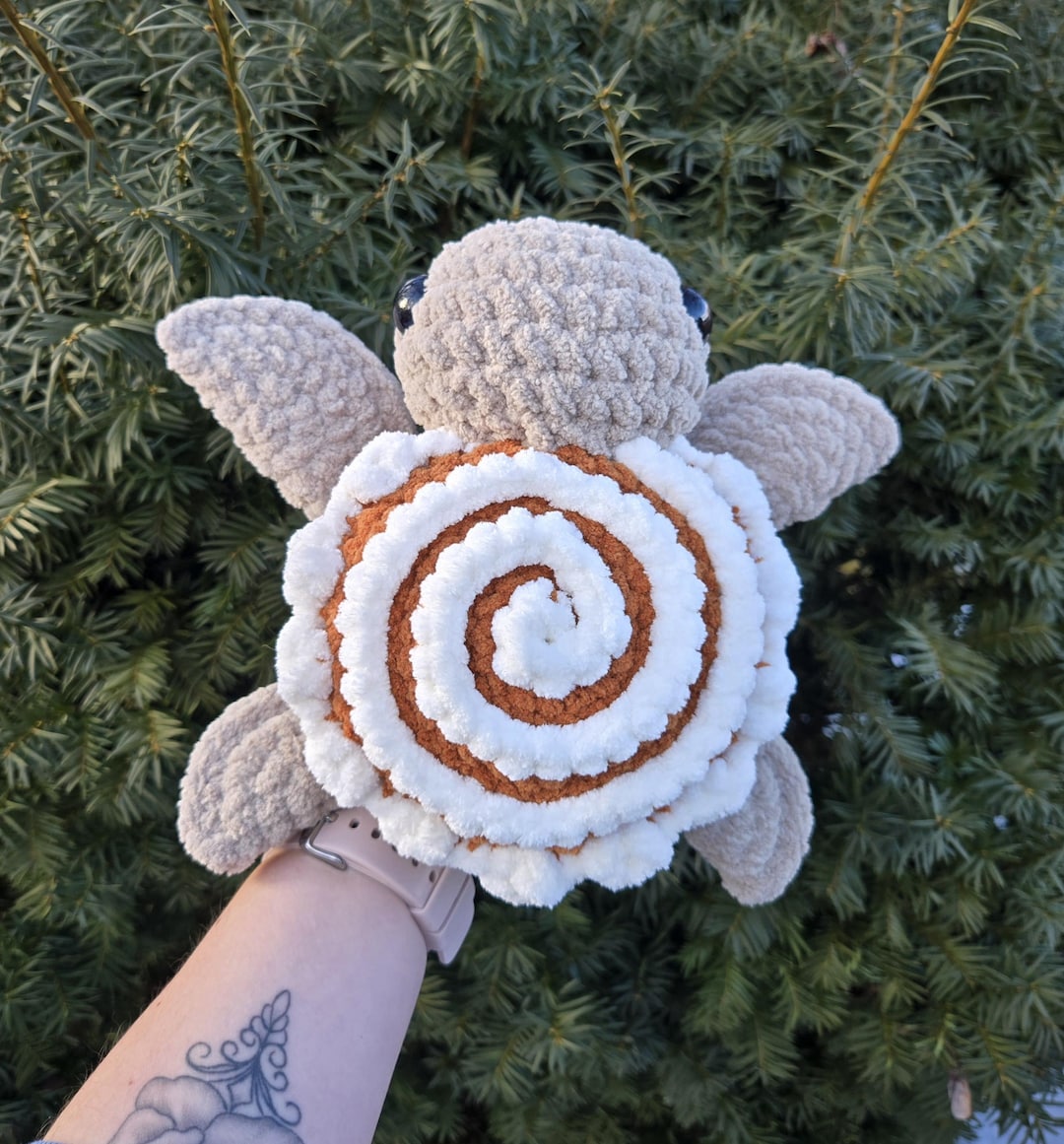 Crochet Cinnamon Roll Turtle Plush Stuffed Animal Etsy
