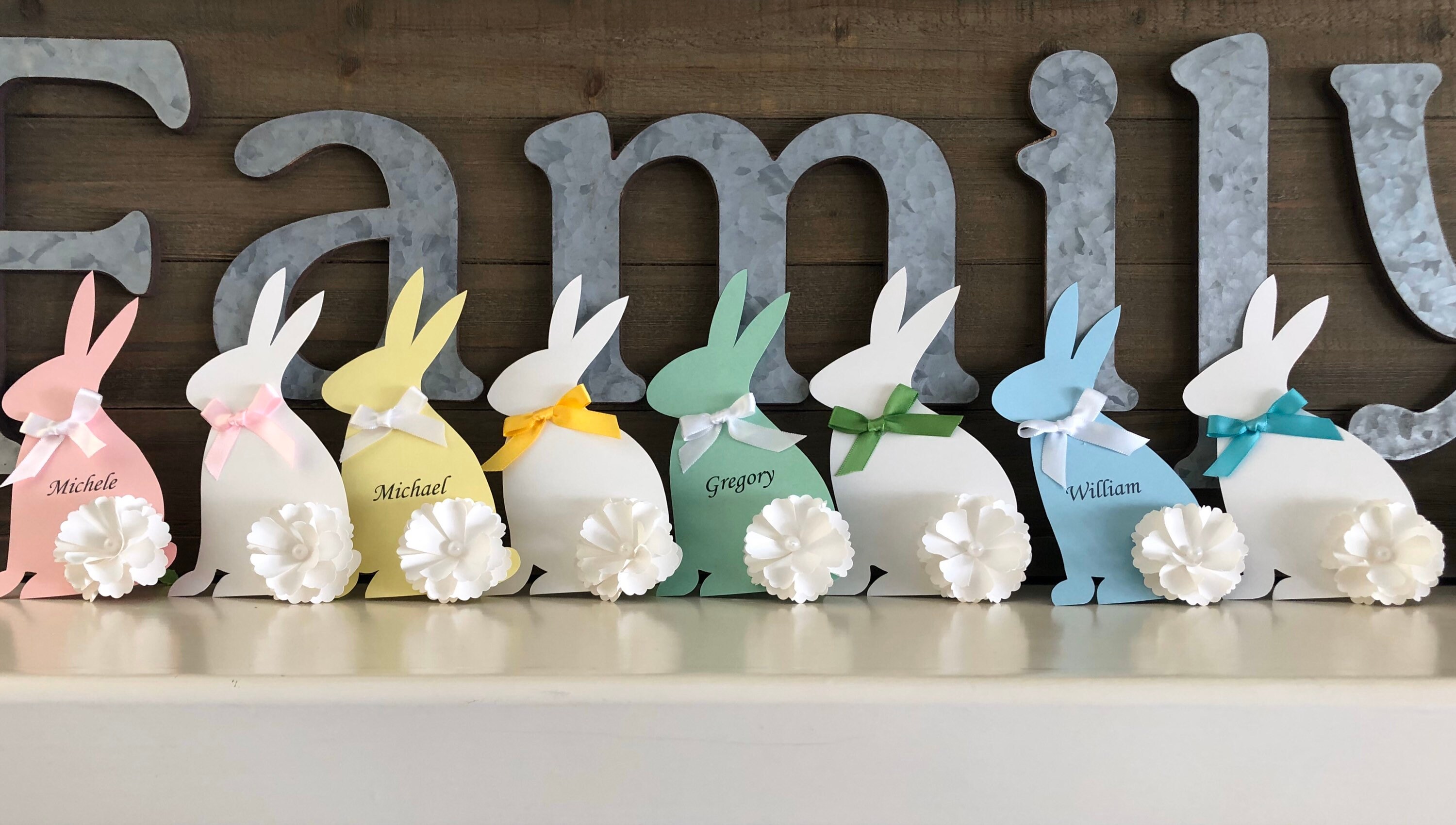Handmade Easter Bunny Place Cards: Pastel Spring Table Decor (set of 4 ...