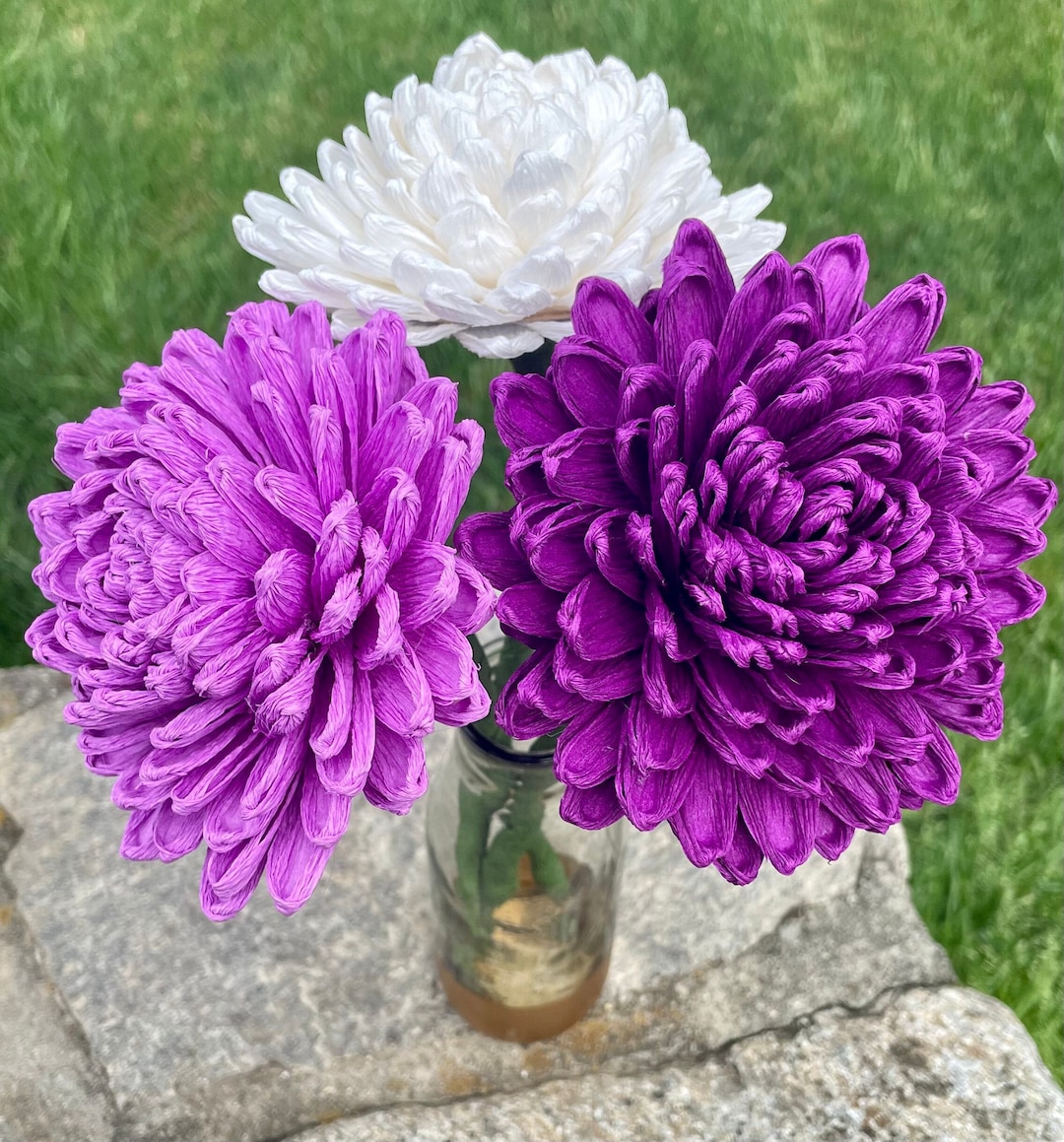 Crepe Paper Chrysanthemum Bouquet, Artificial Mum Flowers, Realistic