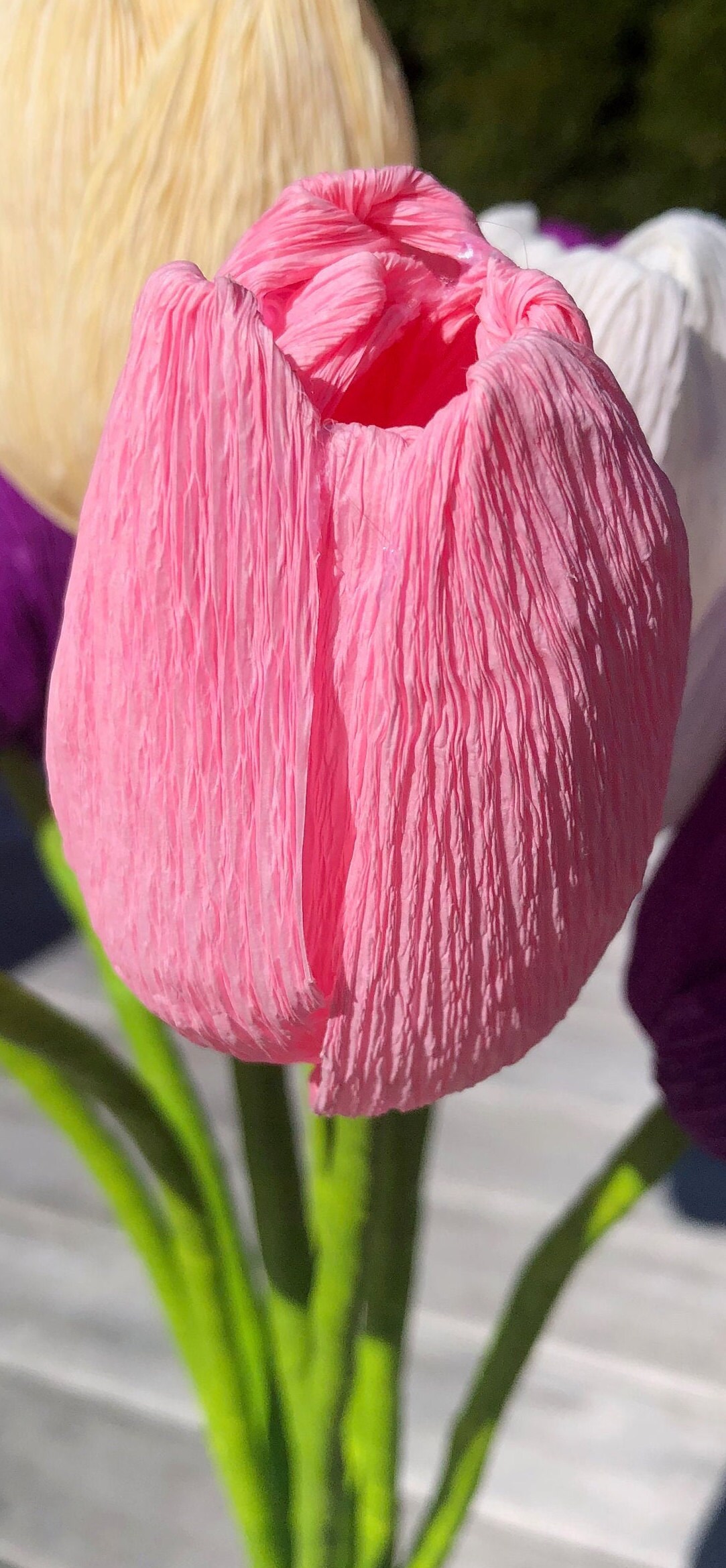 Spring Paper Tulip Flowers Crepe Paper Flower Bouquet Floral Etsy