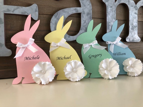 Handmade Easter Bunny Place Cards: Pastel Spring Table Decor (Set of 4)