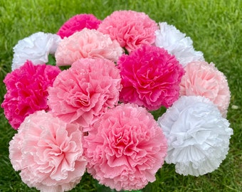 Handmade Crepe Paper Carnation Bouquet: Pink Floral Arrangement
