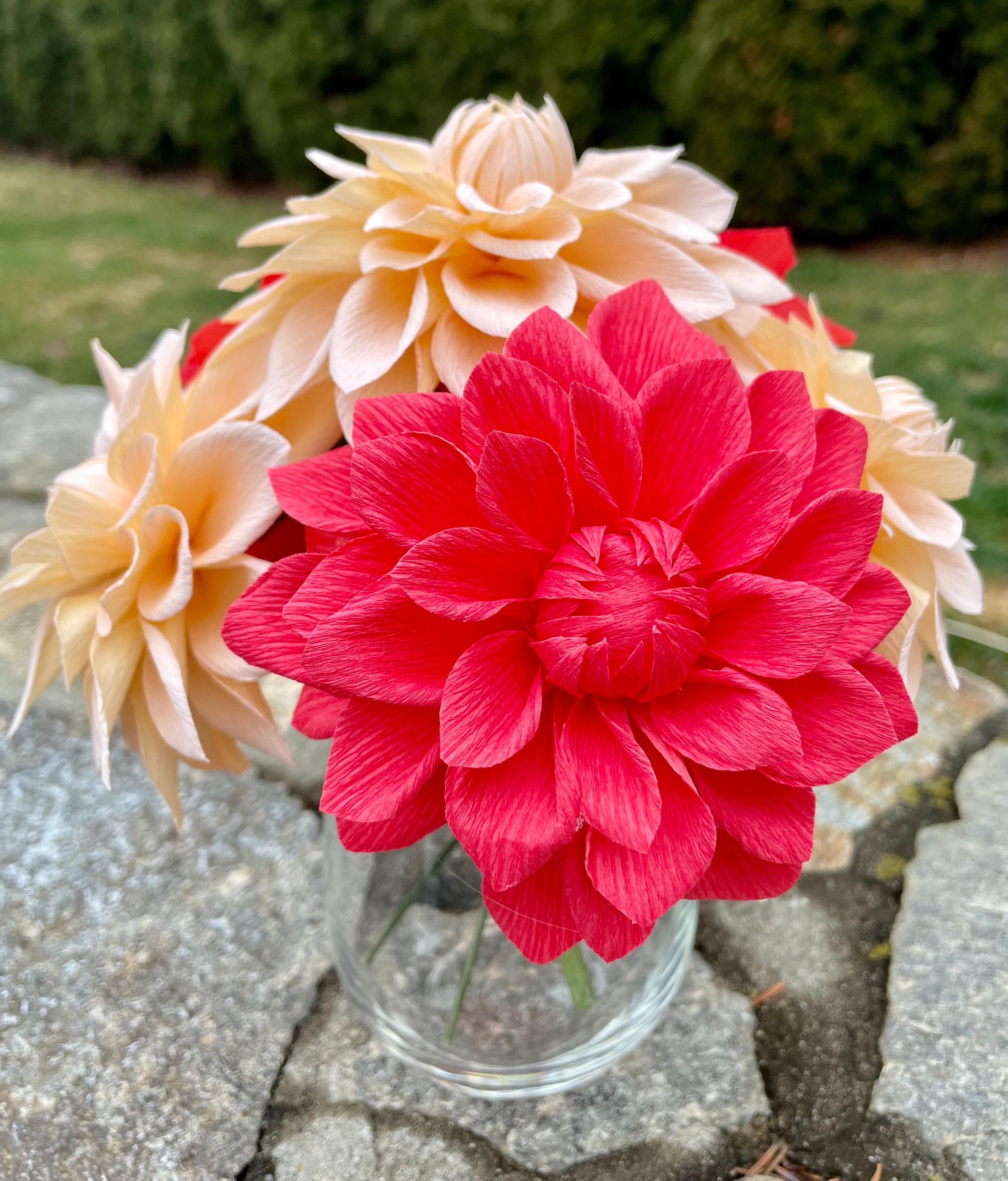 Mixed Crepe Paper Dahlia Flowers Artificial Dahlia Flower Etsy