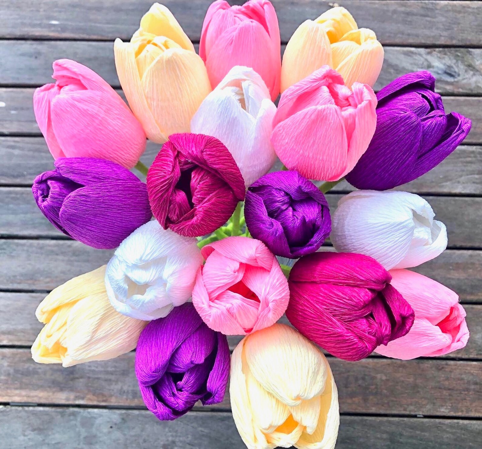 Spring Paper Tulip Flowers Crepe Paper Flower Bouquet Floral Etsy