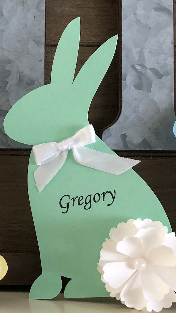 Pastel Easter Bunny Place Cards: Personalized Spring Celebration Decor