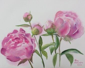 Watercolor Painting Flowers Etsy