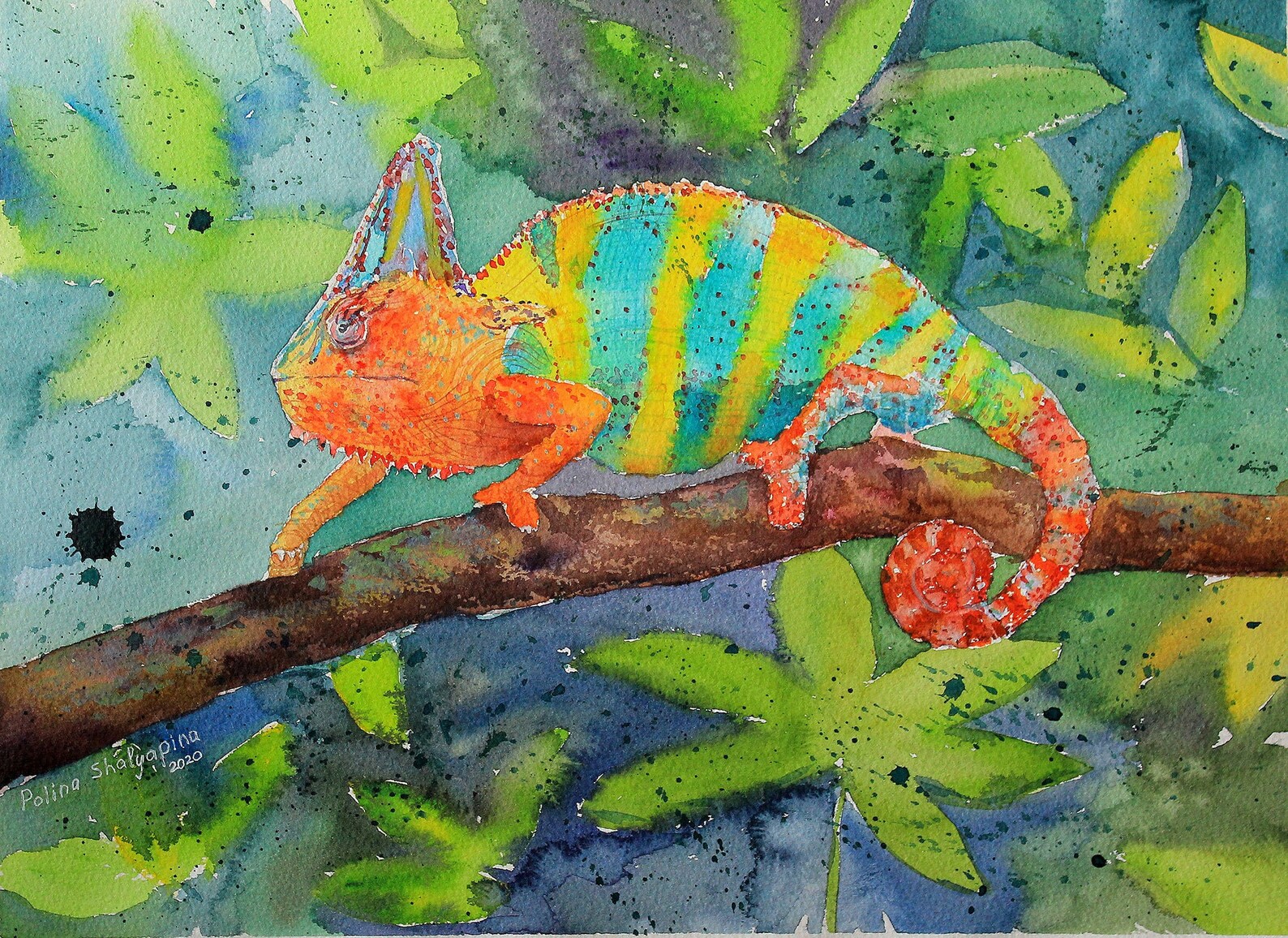 Chameleon Painting Original Art Lizard Artwork Original Etsy