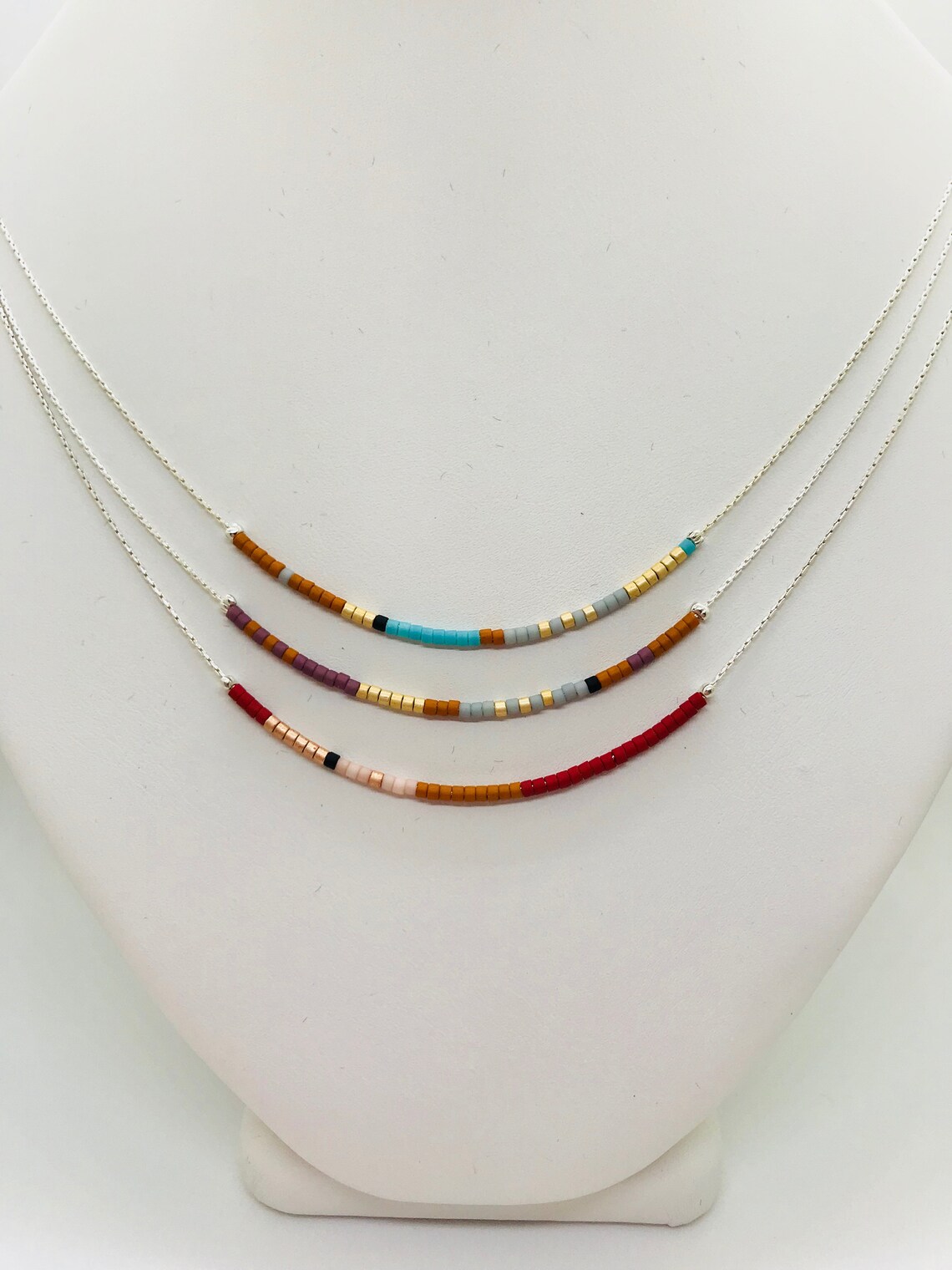 Silver Seed Bead Necklace Etsy