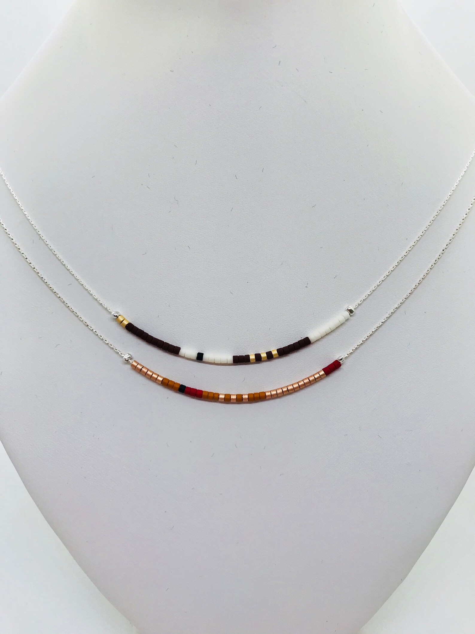 Silver Seed Bead Necklace Etsy