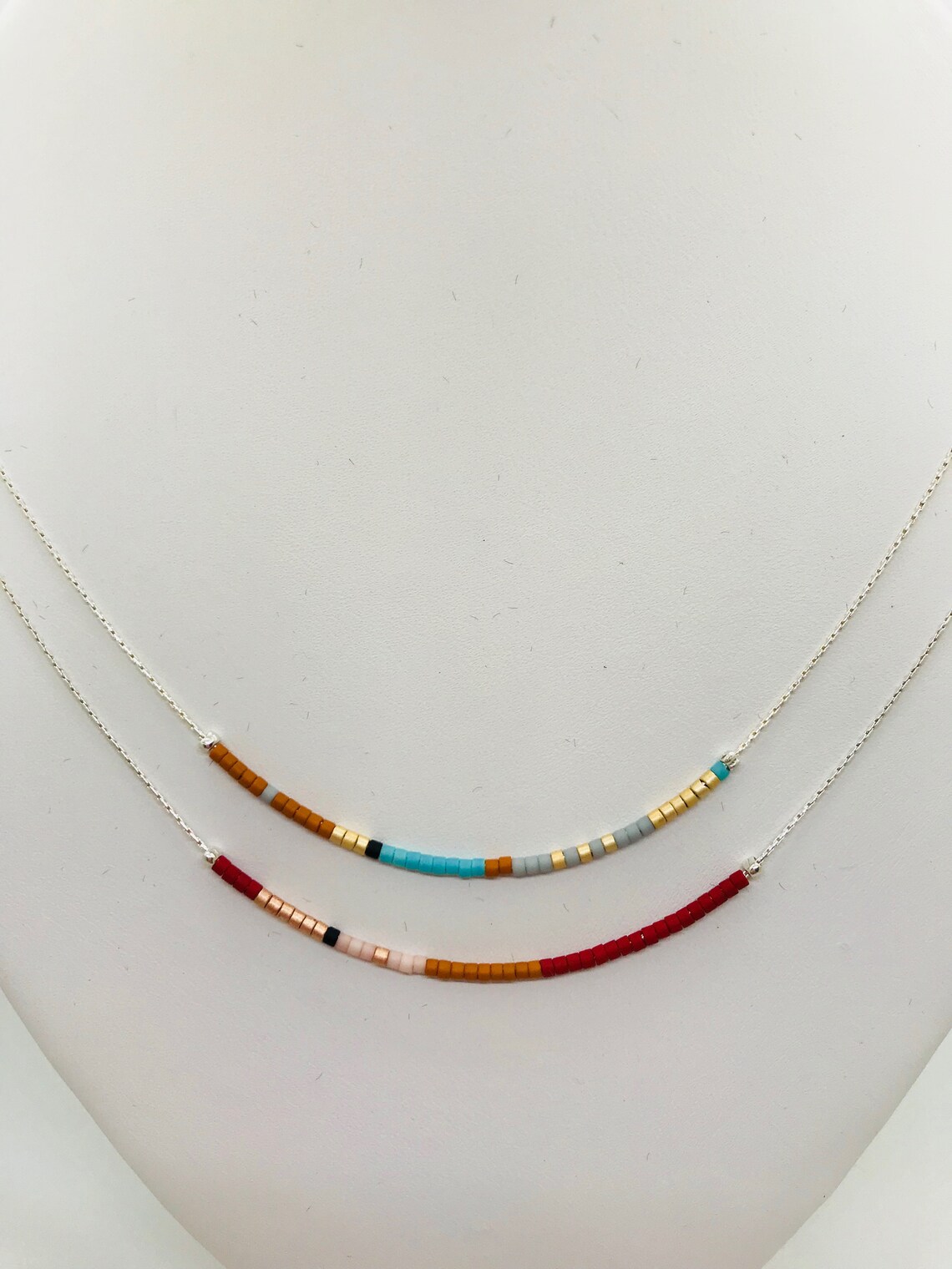 Silver Seed Bead Necklace Etsy