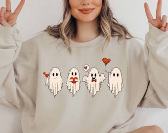 Valentine Sweatshirt, Valentines Day Sweatshirt, Valentines Ghost Sweatshirt, Cute Ghost Sweater, Valentines Gift