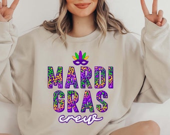 Mardi Gras Crew Sweatshirt, Women Men Mardi Gras Sweatshirt, Mardi Gras Party Sweat, Fat Tuesday Gift, Festival,Nola Sweat,Saints Pullover