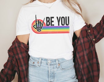 Be You Rainbow Pride T-Shirt: LGBTQ Cotton Graphic Tee