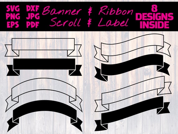 Ribbon Banner Label Scroll Clip Art Clipart Design Svg | Etsy