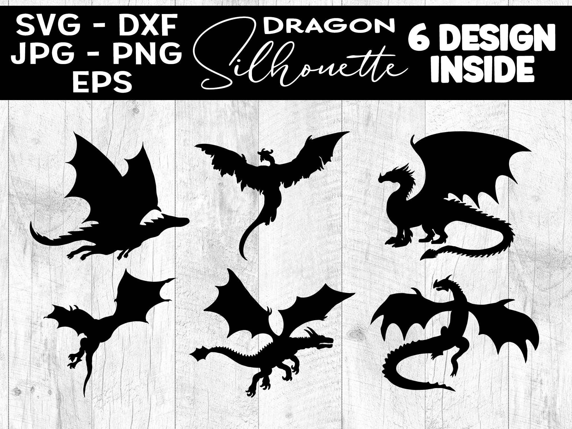 Drache Silhouette SVG Drachen Clipart DrachenSchablone - Etsy.de