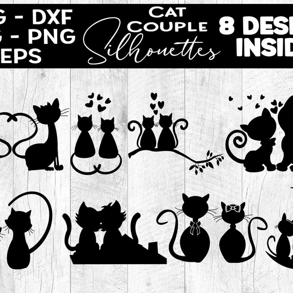 Illustrazioni coppia gatto SVG Cat Couple