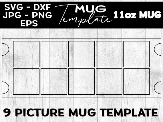 11oz Mug 9 Photo Template Mug Template for Sublimation for | Etsy
