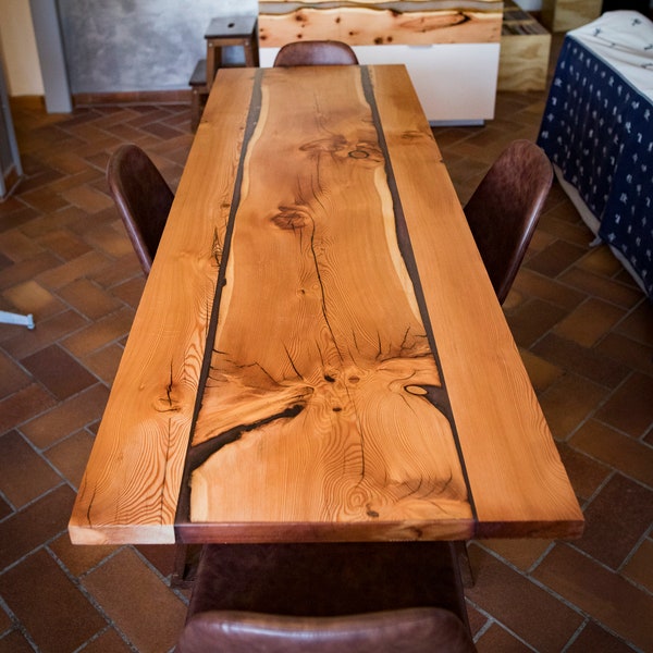 Larch and resin table