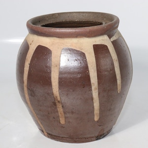 Japanese Antique Ikebana Vase – Tanba Ware Pottery Jar Vessel Wabi Sabi Decor PV145