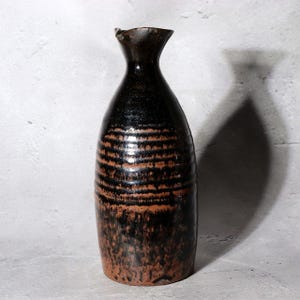 Japansk antik Seba-yaki keramik Tokkuri Sake flaska, Nagano Shinshu Mingei blomstervas, Meiji Era Wabi Sabi Inredning / Japanska antikviteter