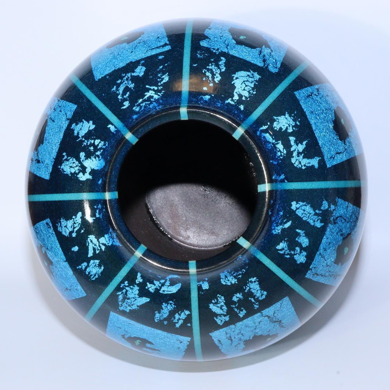 Silver Leaf Application Vase Porcelain Flower Jar Toshio Furukawa